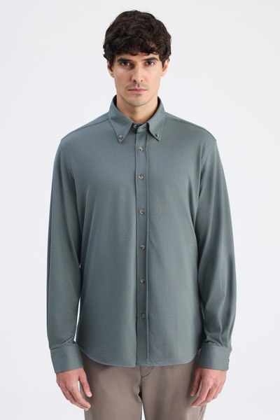 D'S Damat Πουκάμισο Ds Damat Comfort Χακί Οξφόρδης