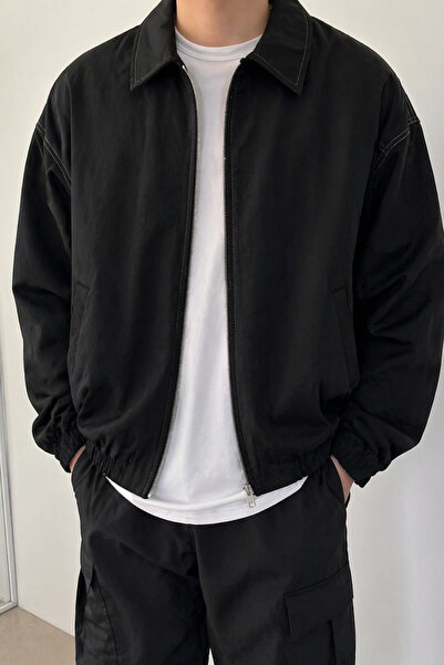 Tarz Cool Ανδρικό μπουφάν Bomber Oversize με φερμουάρ, βασικό, καθημερινό και...