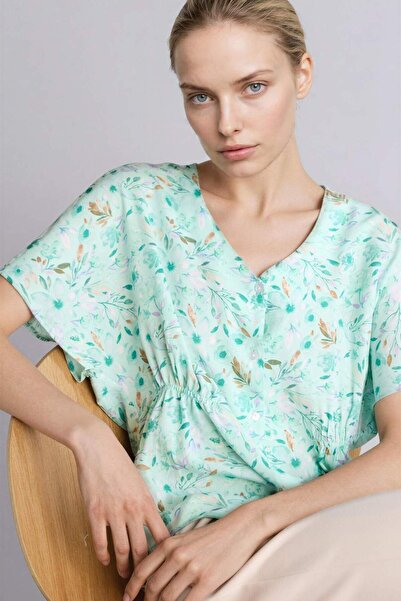 DeFacto Relax Πουκάμισο με στάμπα και κοντό μανίκι με λαιμόκοψη V H3455AX26SM