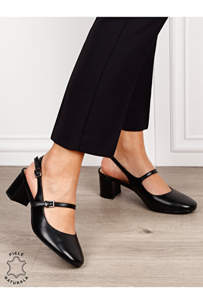 LanaFashion Pantofi damă eleganți cu baretă dublă și toc de 6cm din Piele nat...