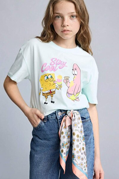 DeFacto Μπλουζάκι SpongeBob Oversized με κοντό μανίκι για κορίτσια G8198A826SM