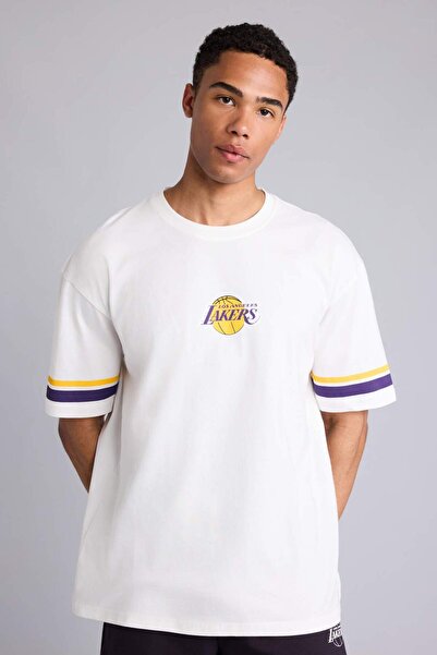DeFacto Nba Los Angeles Lakers Oversized Short Sleeve T-Shirt H3396Ax26Sm