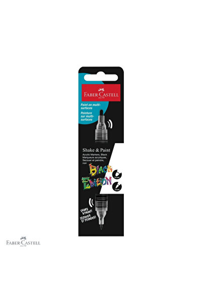 Faber Castell Marker acrilic negru Faber-Castell Shake&Paint, vârf dublu 1mm/...