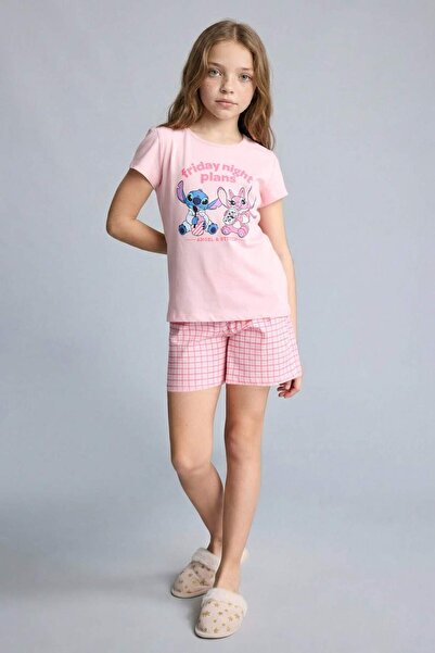 DeFacto Disney Lilo & Stitch Σετ Πιτζάμες 2 τεμαχίων για Κορίτσια, Κανονική Ε...