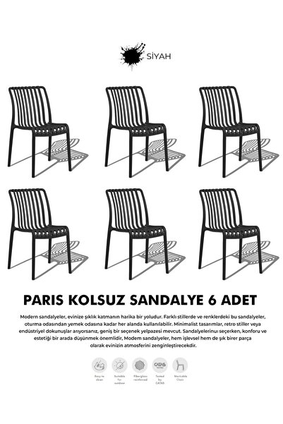 Daim Plastik PARİS | 6 ADET KOLSUZ LUX CAFE & RESTAURANT SANDALYESİ