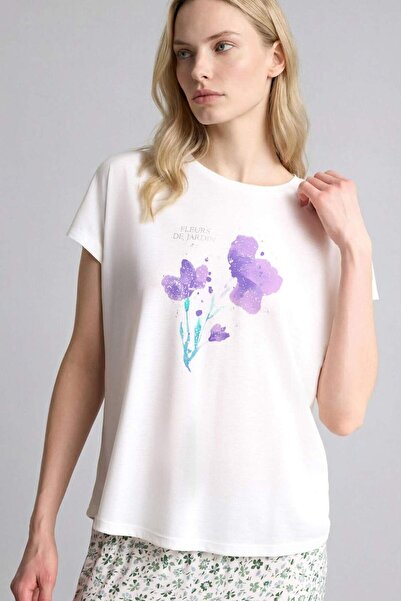 DeFacto Μπλουζάκι με λαιμόκοψη ποδηλάτου, φλοράλ, κοντομάνικο H3371AX26SM