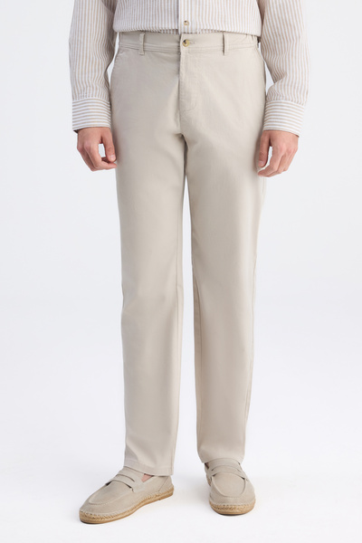 D'S Damat Ds Damat Παντελόνι Τσίνο Μπεζ Γαμπαρντίνα Άνετης Εφαρμογής