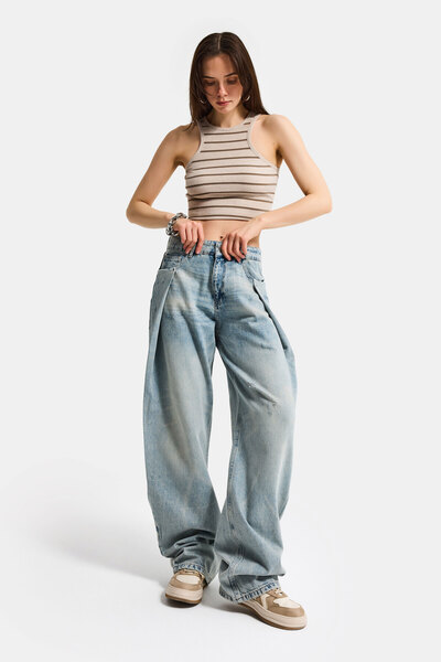 it's basic Γυναικείο τζιν παντελόνι T.Kot Color 12s6-65 Loose Fit, Χαλαρή Εφα...