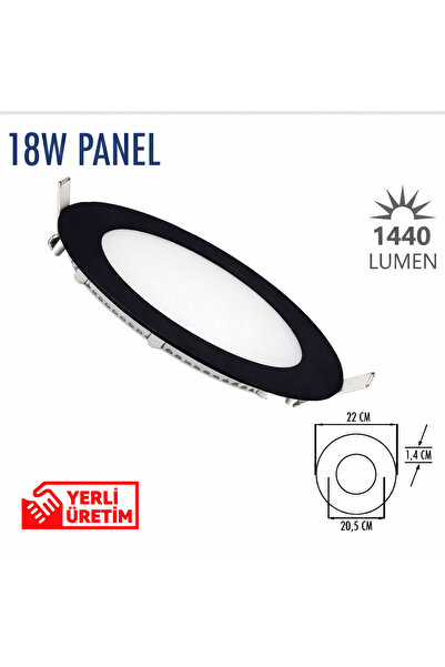 Lampist 18W (Siyah Kasa) Sıva Altı Slim Panel Led 6500K