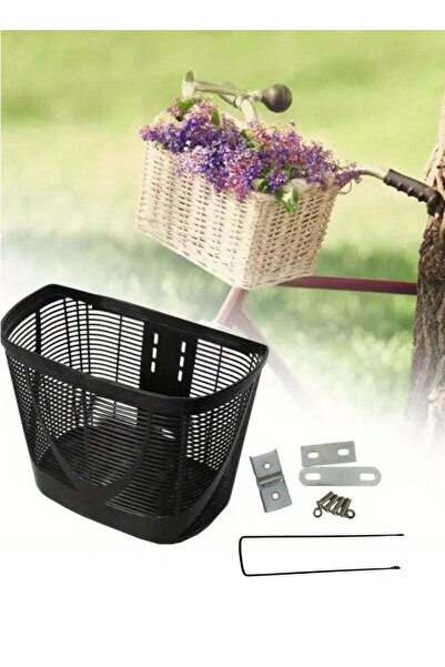 FUKUKAWA Generic Black Plastic Bicycle Basket with Handlebar Mount