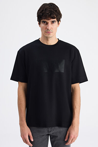 Twn Relaxed Fit Black Plain T-Shirt