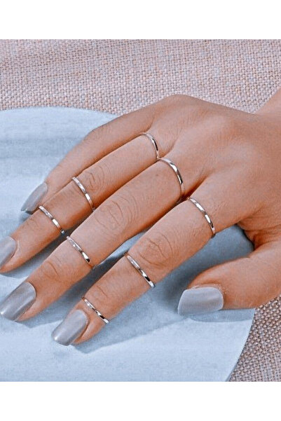 Ervalina 8'li Düz Pinterest Yüzük Seti