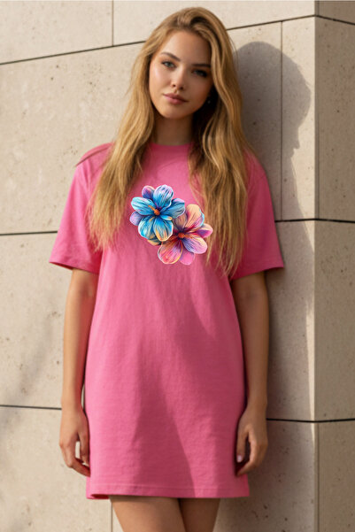 Pink Sky Γυναικείο μπλουζάκι με κοντό μανίκι και λαιμόκοψη, μεγάλο μέγεθος, ν...