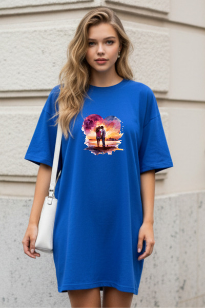 Pink Sky Plus Size Women Short Sleeve Crew Neck T-Shirt Dress Nightgown Comfy...