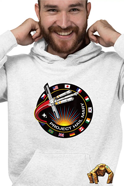 OEM Ανδρικό Φούτερ με Κουκούλα με Σήμα Αποστολής Διαστημοπλοίου  "Πρότζεκτ Χά...