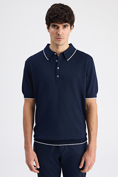 D'S Damat Πλεκτό πουλόβερ Ds Damat Regular Fit Navy Blue μονόχρωμο