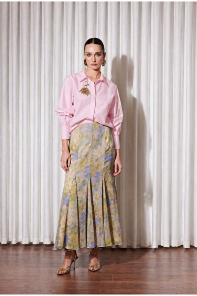 Missemramiss 5223 Πουκάμισο με Κεντημένη Πέτρα Τουλίπας σε Βιολετί Χρώμα