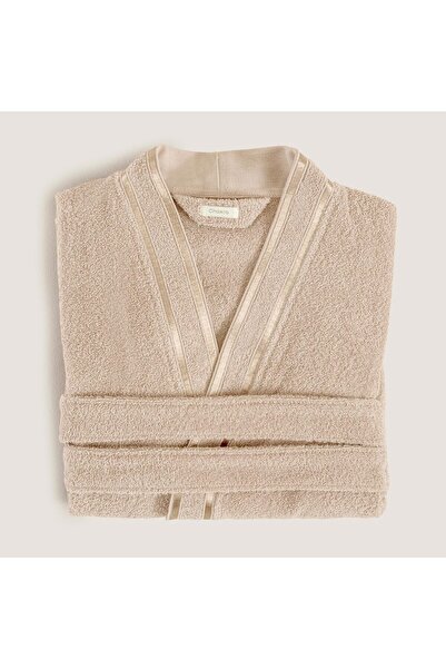 Chakra Κομψό 100% βαμβακερό μπουρνούζι unisex σε μπεζ χρώμα