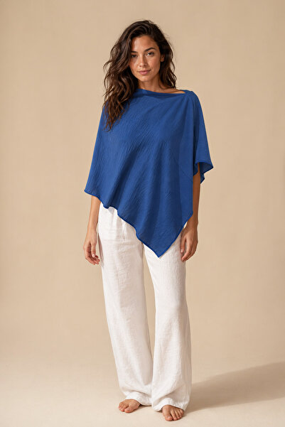 Sebir Moda Asymmetrical Cut Linen Poncho