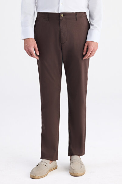 D'S Damat Ds Damat Παντελόνι Chino από Γκαμπαρντίνα σε Καφέ Χρώμα, Χαλαρής Εφ...