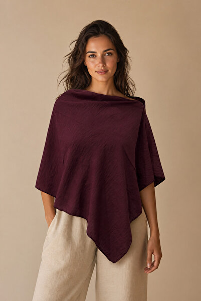 Sebir Moda Asymmetrical Cut Linen Poncho