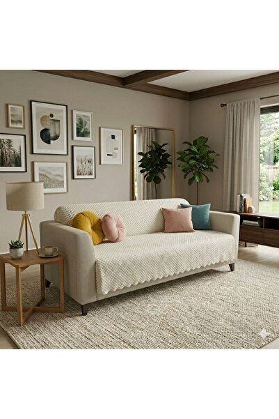 Keremhome Bamboo Soft Fleece Sofa Cover Multi-Purpose Non-Slip Base Chair Cov...
