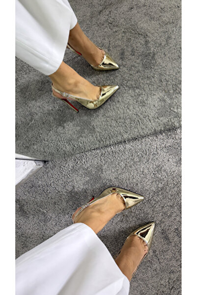 MYVOLANTE Χρυσό με Κόκκινη Λεπτομέρεια Σόλας, Τακούνι 12 εκ., Κλασικά Παπούτσ...