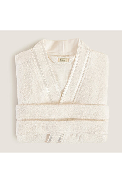 Chakra Κομψό 100% βαμβακερό μπουρνούζι unisex εκρού