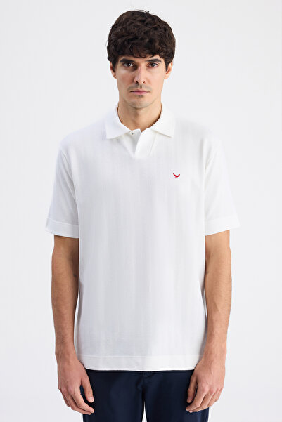 D'S Damat Μπλουζάκι Ds Damat Regular Fit Ecru μονόχρωμο