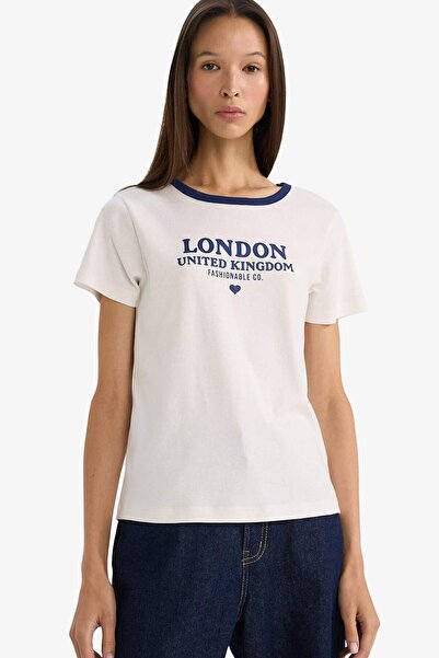 DeFacto Μπλουζάκι με κοντό μανίκι με στάμπα και λαιμόκοψη Regular Fit G2258AX...