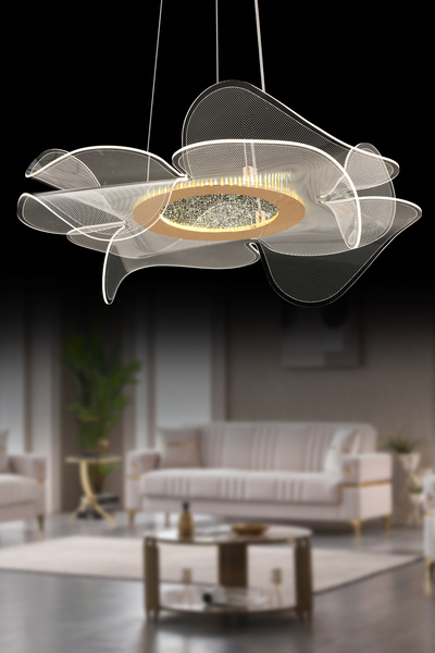Luxira Aydınlatma LuxNergiz Gold Lüx Kumandalı 3 Renk Modern Ledli Avize