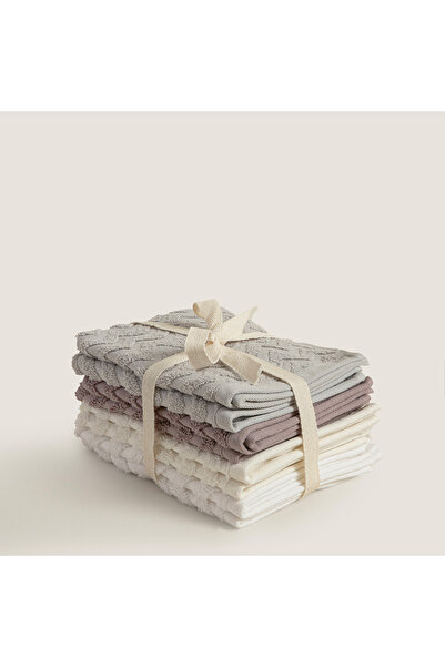 Chakra Σετ πετσετών χεριών ζιγκ-ζαγκ 100% βαμβάκι 8 τεμαχίων 30x40 εκ. Γκρι/Λ...