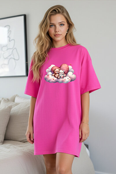 Pink Sky Γυναικείο μπλουζάκι με κοντό μανίκι και λαιμόκοψη, μεγάλο μέγεθος, ν...