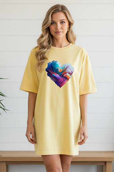 Pink Sky Γυναικείο μπλουζάκι με κοντό μανίκι και λαιμόκοψη, μεγάλο μέγεθος, ν...