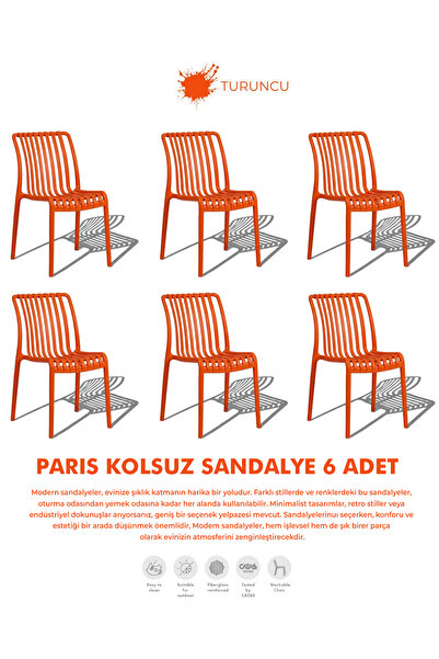 Daim Plastik PARİS | 6 ADET KOLSUZ LUX CAFE & RESTAURANT SANDALYESİ