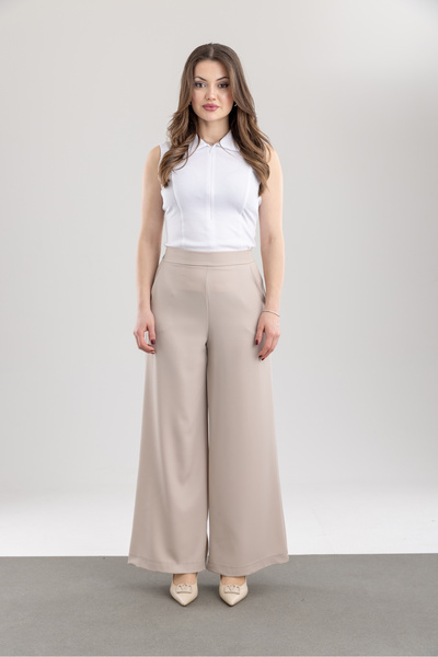 TUĞBA ERGÜL Women's Elastic Waist Oversize Cut Basic Fabric Trousers