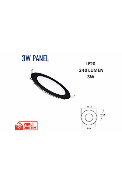 Lampist 3W (Siyah Kasa) Sıva Altı Slim Panel Led 3000K
