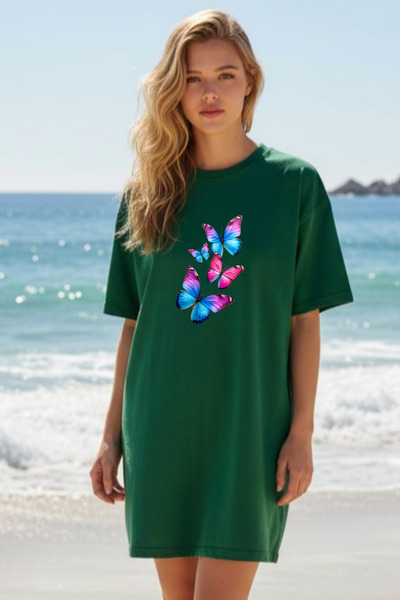 Pink Sky Γυναικείο μπλουζάκι με κοντό μανίκι και λαιμόκοψη, μεγάλο μέγεθος, ν...