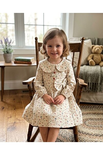 Baby-Kid Store Kız Çocuk Kloş Fitilli Yazlık Kadife Elbise