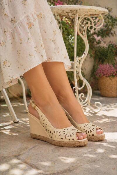 MODAONN Γυναικεία σανδάλια με τακούνι κομμένο με λέιζερ