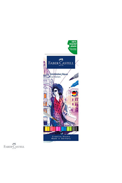 Faber Castell Set de 6 markere solubile Faber-Castell Goldfaber cu vârf dublu...
