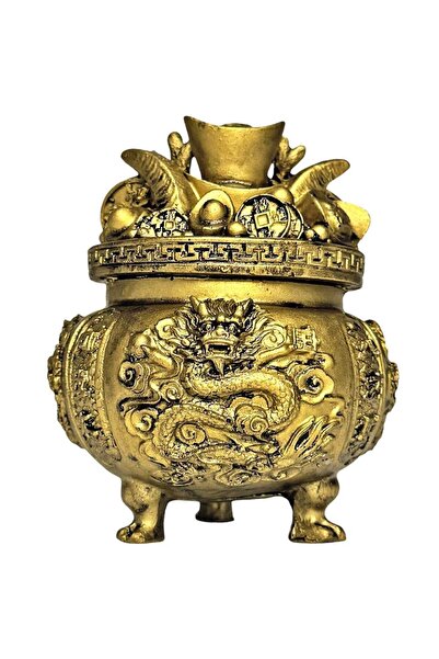 ZODIACOOL Vasul abundenței cu dragon si pepite, remediu pentru bani