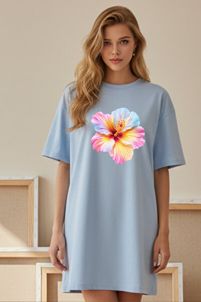 Pink Sky Γυναικείο μπλουζάκι με κοντό μανίκι και λαιμόκοψη, μεγάλο μέγεθος, ν...