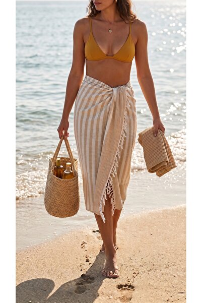 Mujo Home Collection Πετσέτα μπάνιου/παραλίας 2 στρώσεων από μουσελίνα - Πεστ...