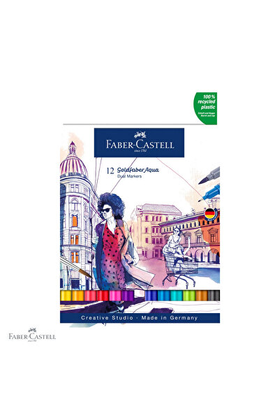 Faber Castell Set de 12 markere solubile Faber-Castell Goldfaber cu vârf dubl...