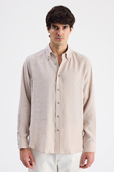 D'S Damat Μπεζ μονόχρωμο πουκάμισο Ds Damat Comfort