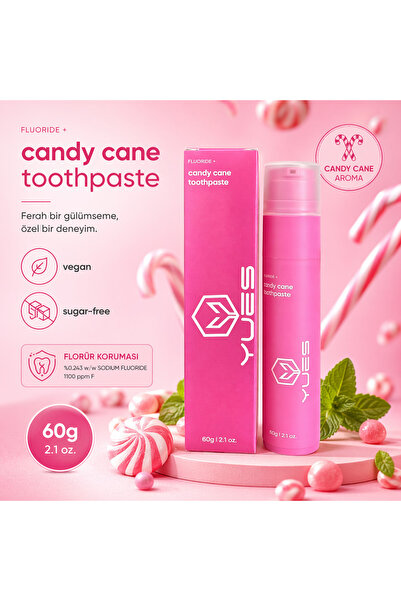 YUES Fluoride+ Candy Cane Aromalı Beyazlatıcı Diş Macunu