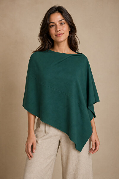 Sebir Moda Ασύμμετρο λινό πόντσο