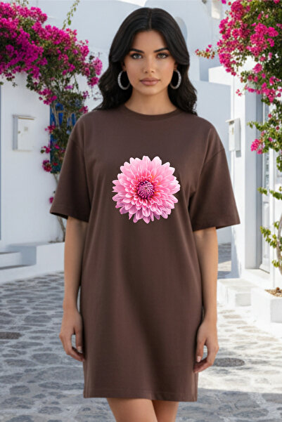 Pink Sky Plus Size Women Short Sleeve Crew Neck T-Shirt Dress Nightgown Comfy...