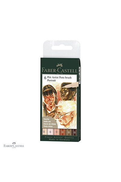 Faber Castell Set de 6 markere tip pensulă Faber-Castell Pitt Artist Pen, cu ...